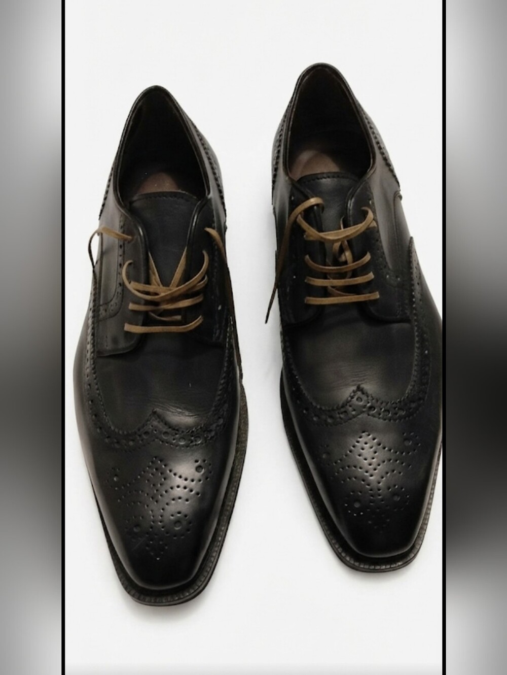Santo de' Ricci Firenze Black Leather Brogue Shoes Size 43 EU (10 US)
